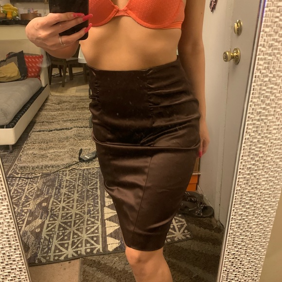 bebe Dresses & Skirts - Bebe Brown Satin Skirt